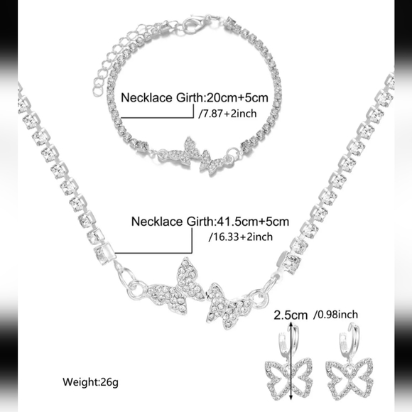 🔥ELEGANT BUTTERFLY RHINESTONE NECKLACE SET🔥 - Picture 5 of 5